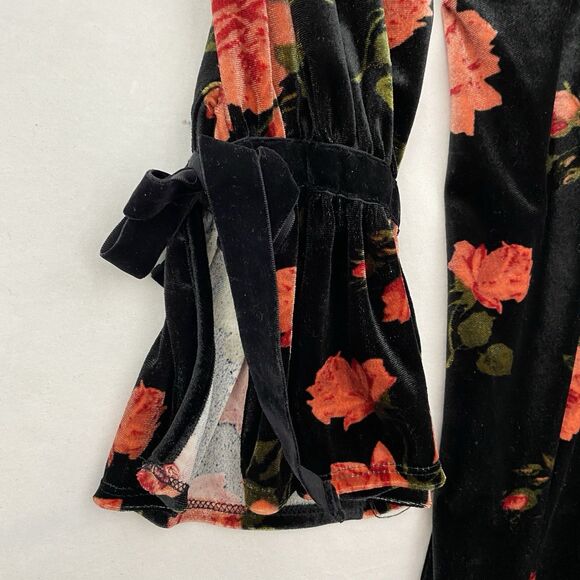 Exhilaration Dress Womens XL Black Floral Velvet Long Sleeve Goth Whimsigoth - Picture 4 of 11